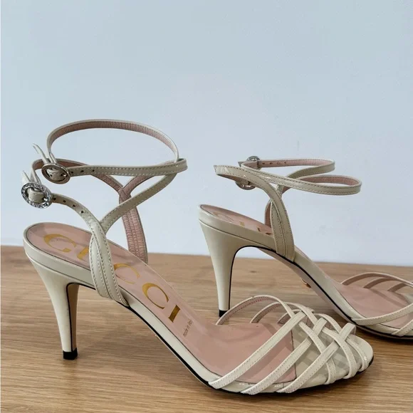 Authentic Gucci Leather Sandals Ivory Size 38 8 Women - Picture 2 of 12